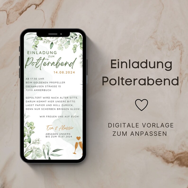 Hochzeitseinladung Runde Ecken "Boho Pampas" Gestalten