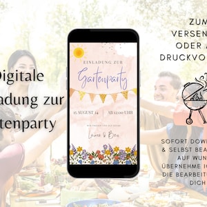 Digitale Einladung Gartenparty | Karte Garten | Ecard Gartenparty | Einladungskarte Gartenparty | Einladung Gartenparty Digital | Wildblumen