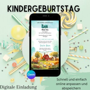 Digital invitation children&#39;s birthday farm | Invitation card for children&#39;s birthday boy | Birthday party animals | Farm birthday child