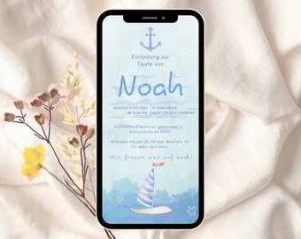 Invitation baptism boat | Noah's Ark Noah Download | Self-print |Baptism picture|Electronic digital invitation to baptism|Personalised baptism card
