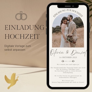 Faire-part de mariage numérique avec modèle photo | Faire-part de mariage Ecard | Carte d'invitation de mariage numérique Carte de mariage personnalisée |
