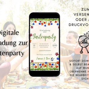 Garden Party Digital Invitation | card garden | Ecard garden party | Garden Party Invitation Card | Garden Party Invitation Digital | wildflowers