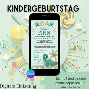 Digital invitation children&#39;s birthday dinosaur | Invitation card for children&#39;s birthday boy | Ecard children&#39;s birthday | Children&#39;s birthday invitation