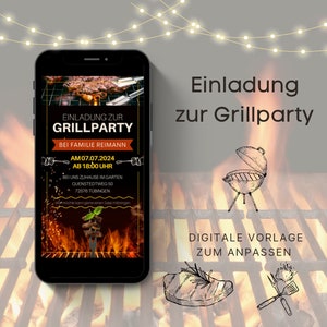 Digitale Einladung Grillparty | Grillparty Ecard | Grillen Personalisiert | Personalisiertes Grillschild | Personalisierte Grillzubehör