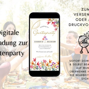 Garden Party Digital Invitation | card garden | Ecard garden party | Garden Party Invitation Card | Garden Party Invitation Digital | wildflowers