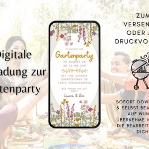 Digitale Einladung Gartenparty | Karte Garten | Ecard Gartenparty | Einladungskarte Gartenparty | Einladung Gartenparty Digital | Wildblumen