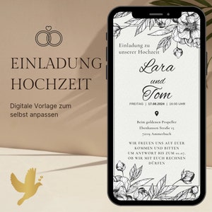 Invitation numérique de mariage d'or | Cartes d'invitation de mariage d'or | Faire-part de mariage Ecard | Carte d'invitation mariage numérique