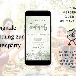 Digitale Einladung Gartenparty | Karte Garten | Ecard Gartenparty | Einladungskarte Gartenparty | Einladung Gartenparty Digital | Wildblumen
