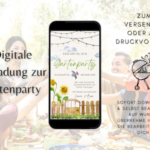 Garden Party Digital Invitation | card garden | Ecard garden party | Garden Party Invitation Card | Garden Party Invitation Digital | wildflowers