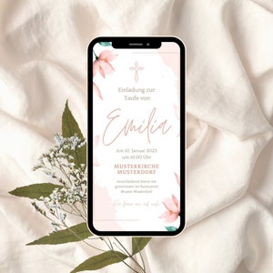 Ecard di invito per battesimo digitale Biglietto d'invito personalizzato per battesimo per ragazza ragazzo Regali per battesimo personalizzati Biglietto per battesimo