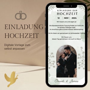 Faire-part de mariage numérique avec modèle photo | Faire-part de mariage Ecard | Carte d'invitation de mariage numérique Carte de mariage personnalisée |