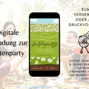 Garden Party Digital Invitation | card garden | Ecard garden party | Garden Party Invitation Card | Garden Party Invitation Digital | wildflowers