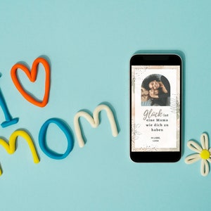 Tarjeta del Día de la Madre con foto | La felicidad es tener una mamá como tú | Tarjeta personalizada Día de la Madre | Tarjeta de texto digital deseada | tarjeta de mamá