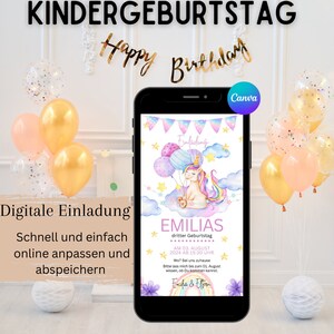 Digital invitation children&#39;s birthday unicorn | Unicorn Party | Invitation card for children&#39;s birthday girls | Unicorn birthday card