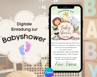 Digital invitation baby shower | Baby Shower Invitation | Ecard Baby Party | Digital map | Eucalyptus | Green | Baby Shower Invitation Evite