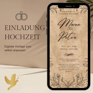 Invitation numérique de mariage d'or | Cartes d'invitation de mariage d'or | Faire-part de mariage Ecard | Carte d'invitation mariage numérique