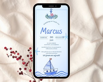 Invitation baptism boat | Noah's Ark Noah Download | Self-print |Baptism picture|Electronic digital invitation to baptism|Personalised baptism card