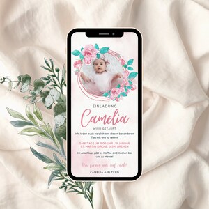Digital Christening Invitation With Photo | girl | boy | Baptism Invitation Digital Baptism Card Personalized | Baptism Invitation Card | Canvas template