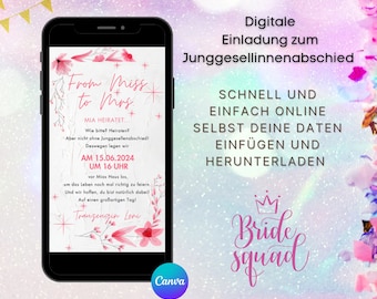 Digitale Einladung Junggesellenabschied Frau | eCard JGA | Digitale Karte Für Freundin | Einladungskarte Junggesellinnen | JGA Einladung