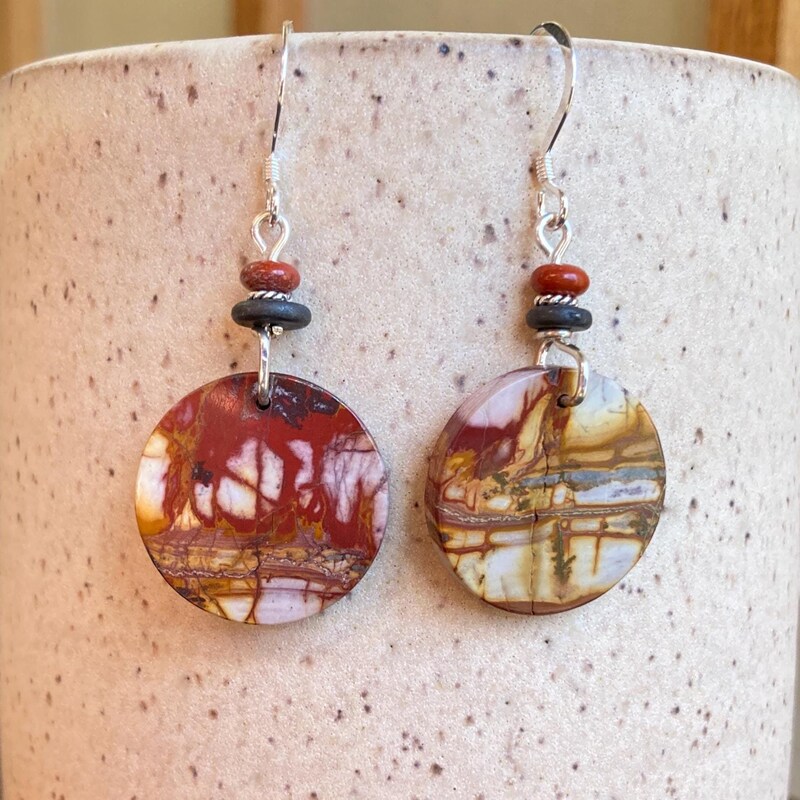 •HEXED• red creek jasper + gold earrings