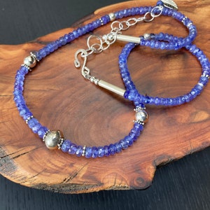 Tanzanietketting, tanzanietchoker, violetpaarse ketting, geboortesteen december, verjaardagscadeau december, kruinchakra