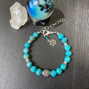 Magnesite Bracelet, Bold Cyan Blue Bracelet, Turquoise Bracelet, Blue Boho Bracelet, Silver and Turquoise Jewelry
