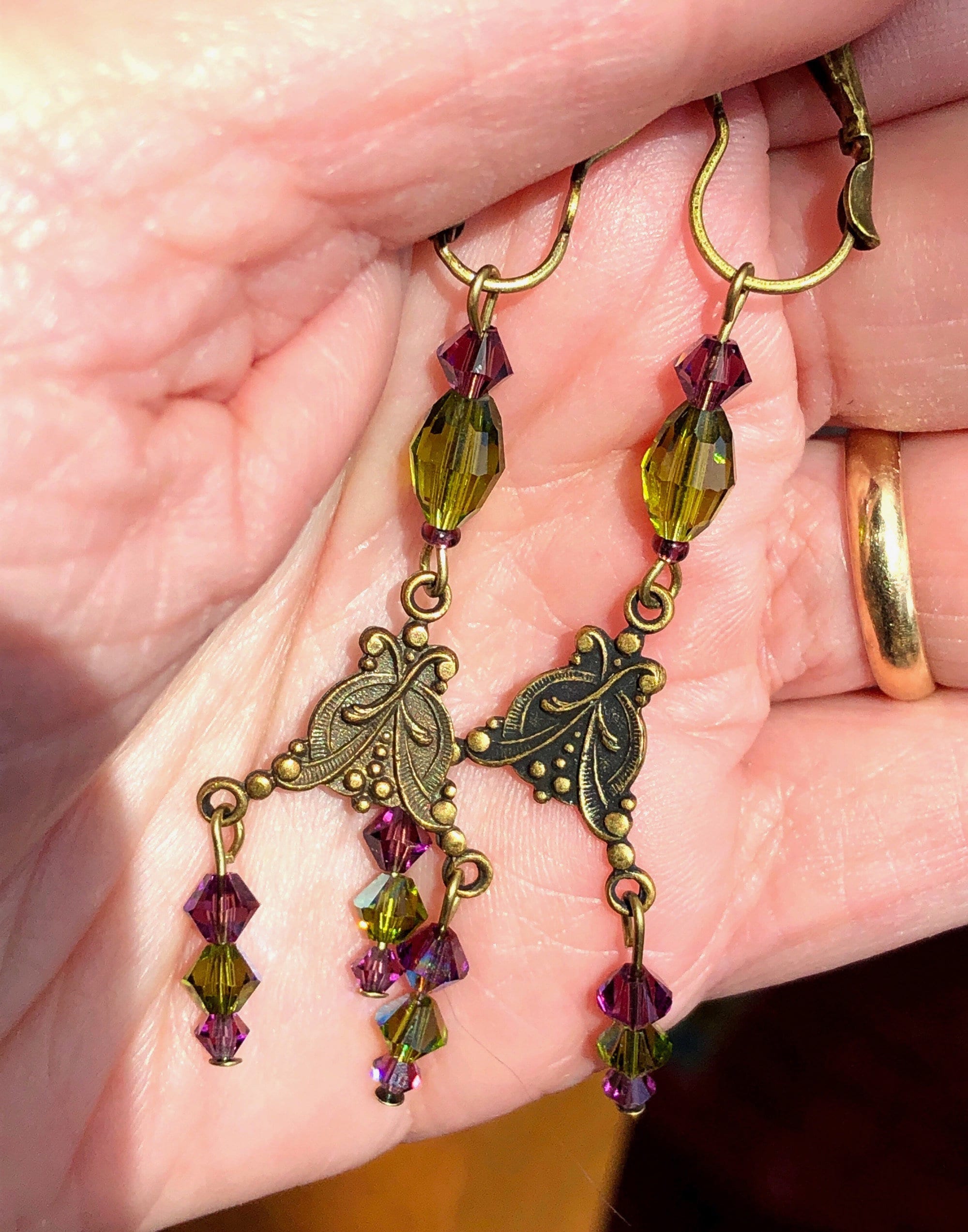 Art Nouveau Earrings Chandelier Earrings Vintage Style Brass Etsy