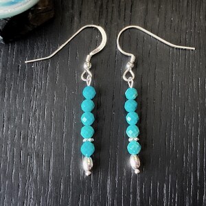 Bright Azure Blue Turquoise Earrings, Turquoise and Silver Eartings, December birthday gift, Turquoise jewelry, 11th anniversary