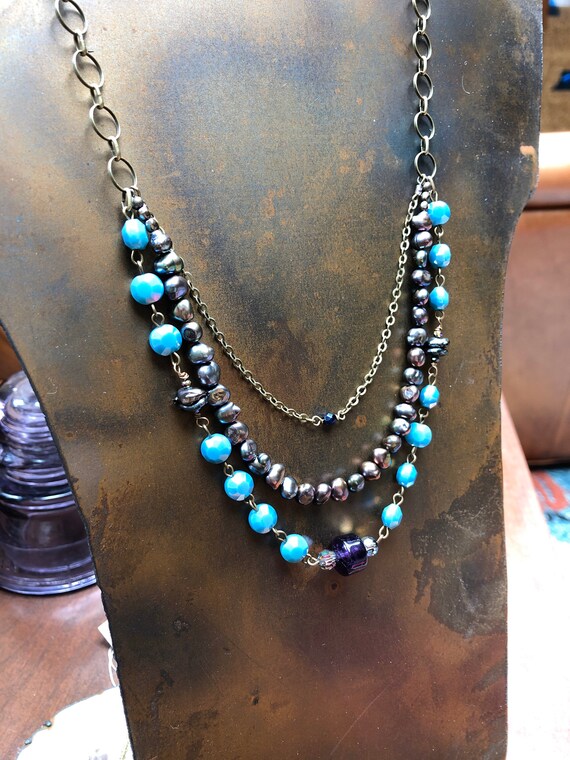 Bronze pearl necklace sale