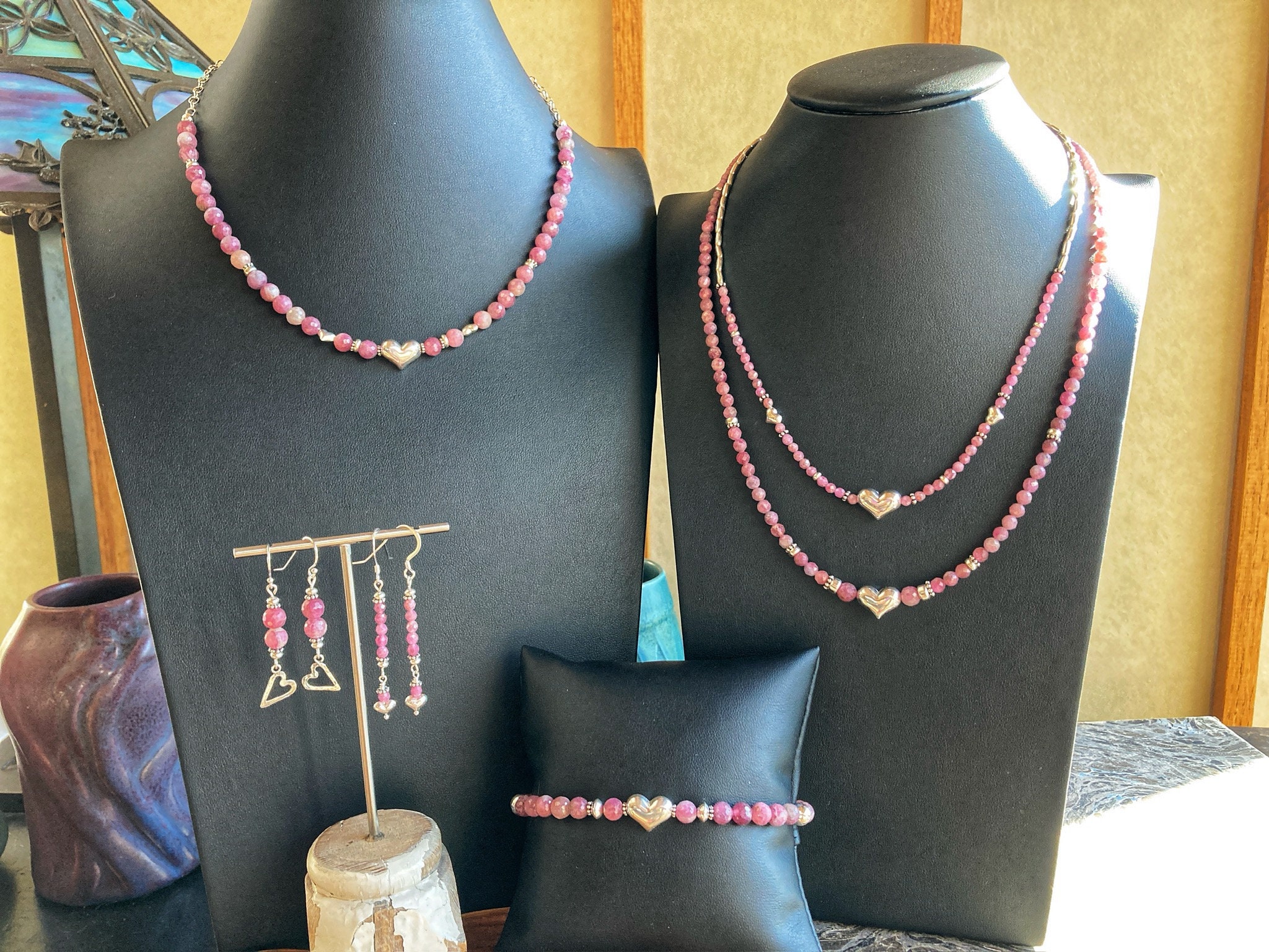 Ciondola A Cuore Con Tormalina Bicolore - Collana Donna In Rosa Oro - Nuova