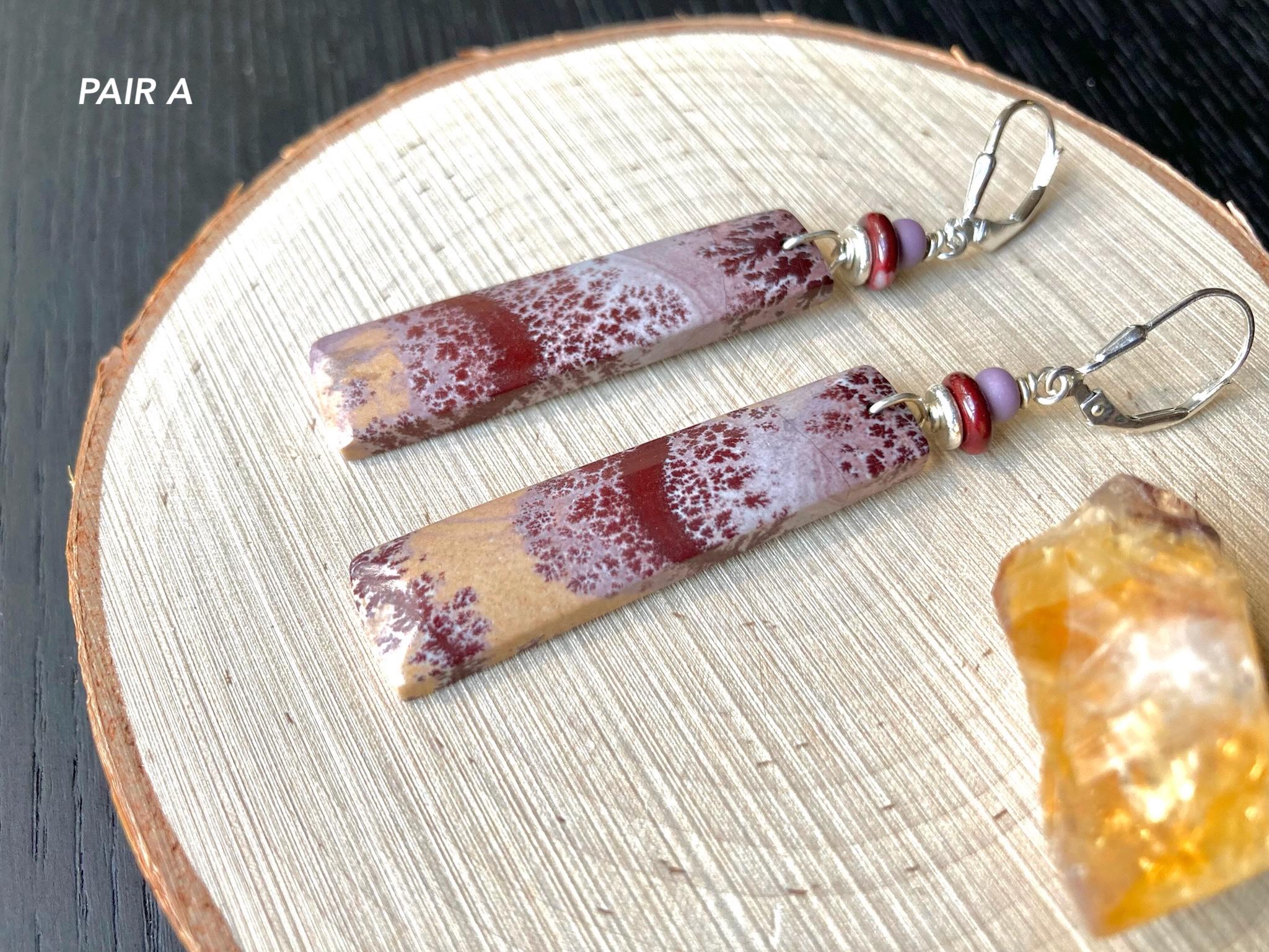 Rare Sonora Dendritic Rhyolite Jasper Earrings | Mauve, Pink, Tan ...