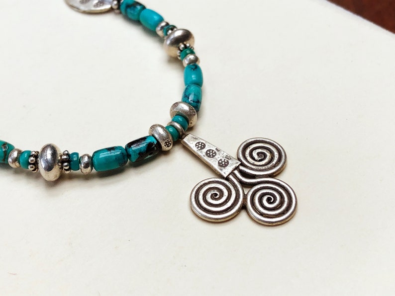 Hill Tribe Silver & Turquoise Necklace Silver Pendant - Etsy