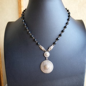 Art Deco Black Necklace,Black Necklace, Art Nouveau Necklace,Victorian Pendant,Elegant Necklace,vintage style jewelry, Ren Faire Accessories