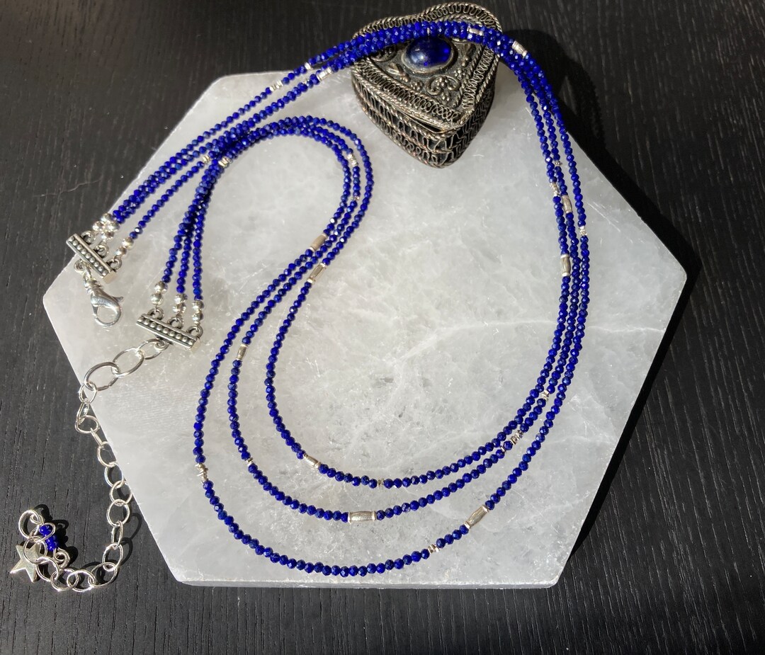 Makemba Lapis Beaded Collar Chain - Indigo Reign