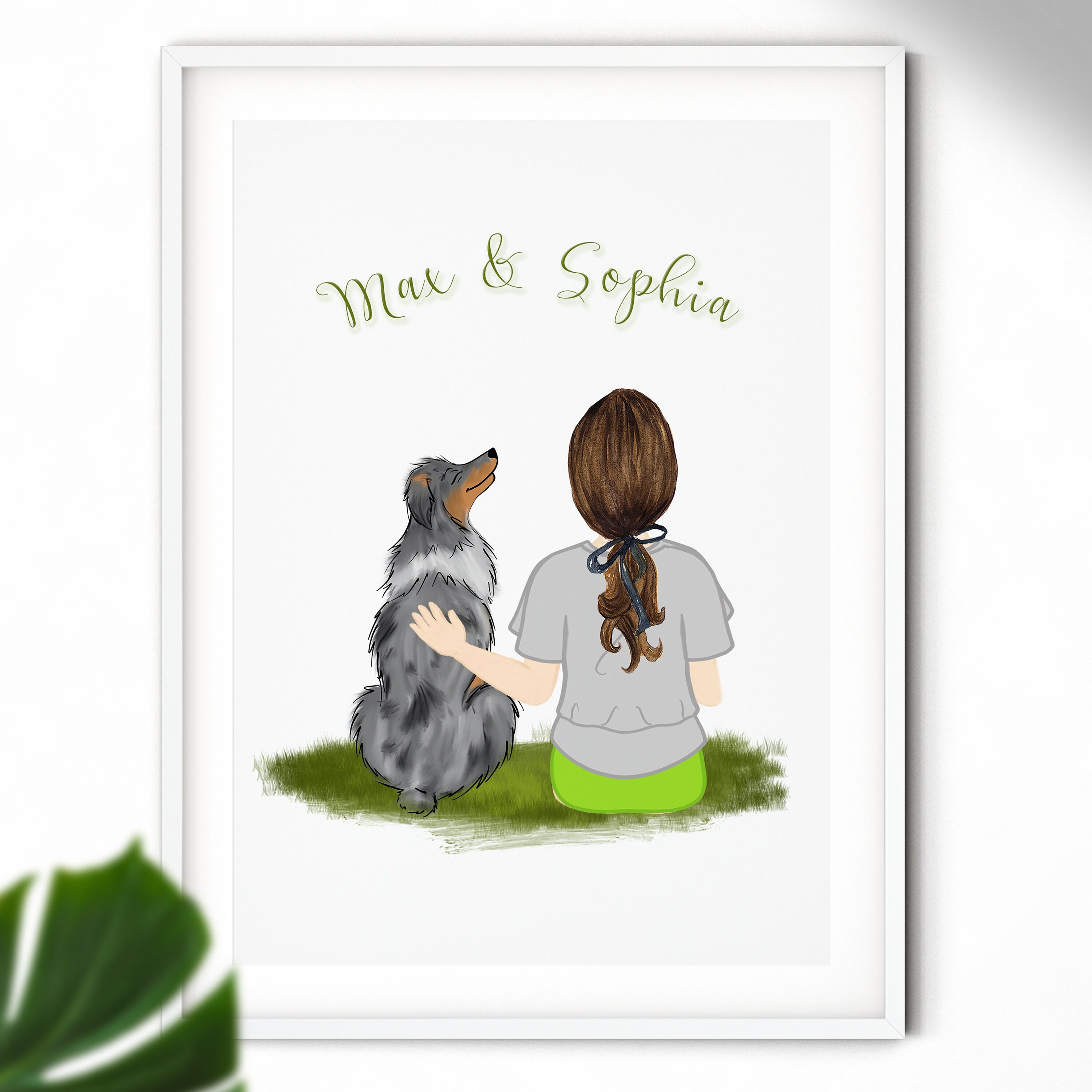 Owner & Pet Print Personalised Portrait Print Pet and Etsy