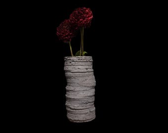 Concrete Vase.Modern Industrial Textured Flower Holder.Brutalist Minimalist Decor