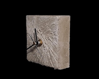 Concrete Desk Clock | Handcrafted Square Cement Clock | Minimalist Freestanding Industrial Timepiece