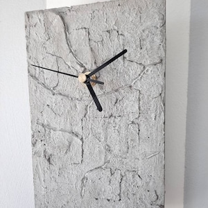 Concrete Wall Clock. Cracked Unique Textured Design.