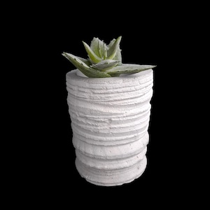 Handmade Concrete Planter: Modern Ribbed Succulent Pot