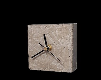 Minimalist Concrete Desk Clock: Handcrafted Modern Industrial Timepiece