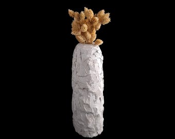 Concrete Vase –Textured Handmade Minimalist Cement Vase for Dried Flowers, Modern Industrial Decor