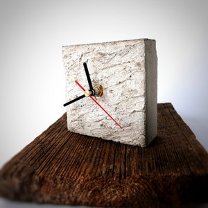 Concrete Table Clock. Mini Industrial Timepiece for Modern Home and Office Decor.