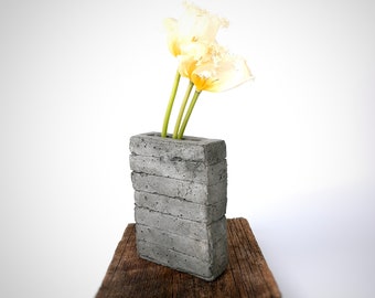 Mini Concrete Vase. Modern Industrial Style Handcrafted Flower Vase for Contemporary Home and Office Decor.