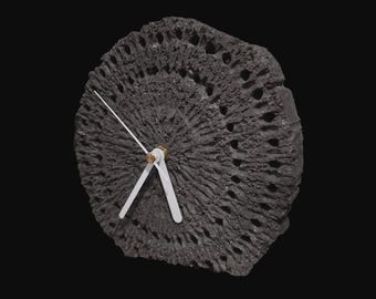 Brutalist Concrete Desk Clock – Organic Textured Stone-Inspired Timepiece, Handmade Industrial Modern Decor