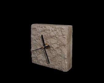Concrete Square Clock with Textured Stone Surface
