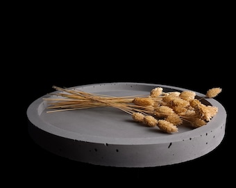 Handmade Round Concrete Tray: Minimalist Home Decor