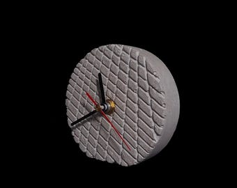 Textured Concrete Desk Clock: Brutalist Geometric Grid, Minimalist Stone Decor