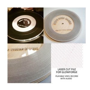Vinylplaat - 7 inch - Lasergesneden digitaal PDF-bestand voor Glowforge - Geen fysiek product