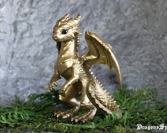 Dragon figurine. Tamed Gold Dragon. Dragon statue. 2024 is the Year of the Dragon!