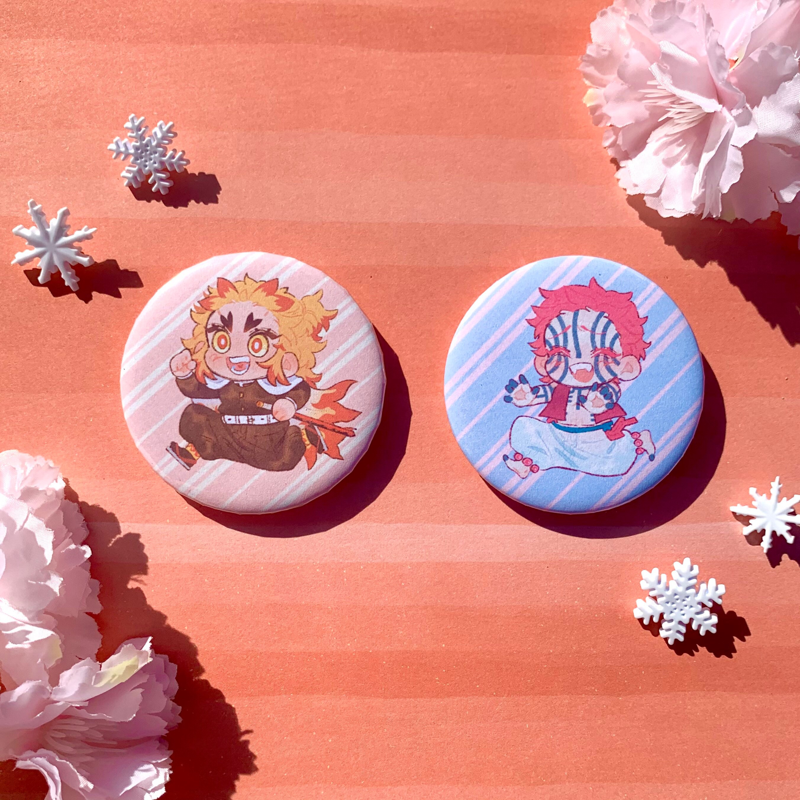 Cute Oni Slayer Demon Button Pins | Anime | Japanese Slay Cartoon Characters | Brooch Pin Badge | Kny 